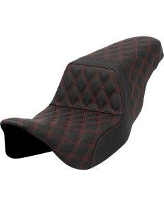 Saddlemen Step-Up Black Full Lattice W/Red Stitch Seat Harley 08-24 Touring