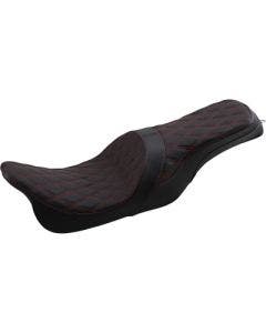 Drag Forward Positioned Predator 2-Up Seat Red Diamond Harley FLH/T 08-Up
