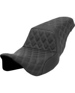 Saddlemen Step-Up Black Full Lattice W/Dark Gray Stitch Seat Harley 08-24 Touring