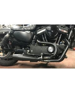 Sawicki 2 into 1 Black Cannon Shorty Pipe Exhaust Harley Sportster XL 04-17