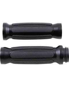 Drag Specialties Textured Black Rubber Grips Chrome Ends Harley Cable Throttle