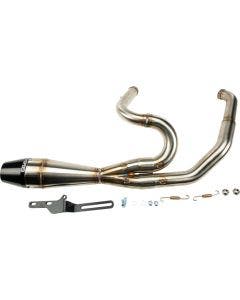 Sawicki 2 into 1 Raw Shorty Cannon Pipe Black Tip Exhaust Harley Touring 17-Up