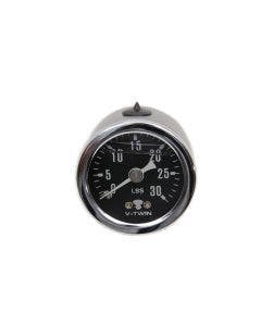 Wyatt Gatling Oil Pressure Gauge Oil-Filled 1-3/8" Dia. 0-30 psi Harley & Custom Chopper