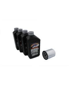 V-Twin 41-0050 Complete Oil Change Kit Chrome Filter Harley Big Twin 80-94