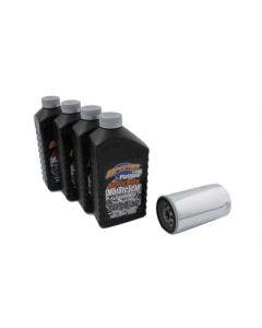 V-Twin 41-0051 Complete Oil Change Kit Chrome Filter Harley FXD Dyna 91-98