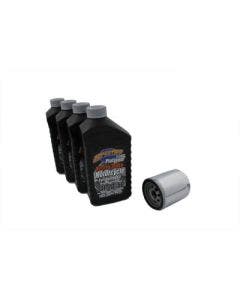V-Twin 41-0052 Complete Oil Change Kit Chrome Filter Harley Softail Dyna 99-17