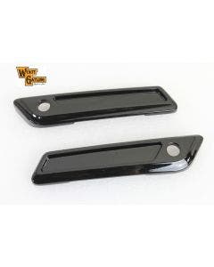 V-Twin 42-1165 Wyatt Gatling Black Metal Saddlebag Latch Covers 14-Up Harley FLT