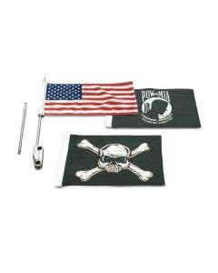 Kuryakyn 4208 Chrome 12" 18" Staff American POW MIA Side Mount Flag Pole Harley FLHT