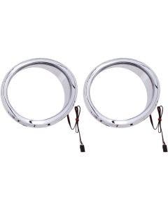 Ciro Chrome LED Front Speaker Bezels Accents for Harley Batwing FLH/T 14-16