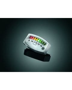 Kuryakyn Chrome LED 12v Battery Gauge for Harley or Metric Models 
