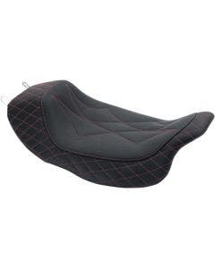 Mustang 75130AB Blk/Red Diamond Stitch Revere Journey Solo Seat H-D FLH/T 08-Up