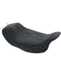 Mustang 75130GM Blk/Grey Diamond Stitch Revere Journey Solo Seat H-D FLH/T 08-Up