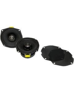 Hogtunes 352-XLF Carbon 5.25" 2 Ohm Coaxial Speakers w/ Grilles 98-13 Harley