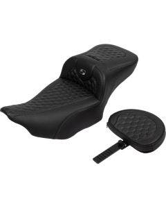 Saddlemen Honeycomb W/Gray Stitch EXT RoadSofa Seat W/Backrest Harley 23-25 FLHX/FLTRX