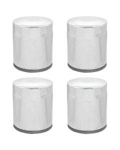 Chrome 10 Micron Oil Filter x4 Custom Chrome Harley Twin Cam M8 Repl 63798-99