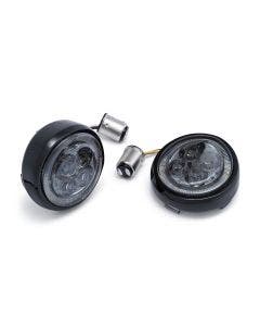 Ciro FANG® White Black w/ Smoke Lens Halo Front Signal Light Inserts With Bezel