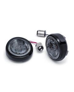 Ciro FANG® Black w/ Smoke Lens Rear Signal Light Inserts With Bezel Dual Circuit
