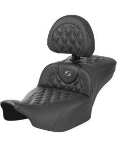 Saddlemen Carbon Fiber W/Gray LS EXT RoadSofa Seat W/Backrest Harley 23-25 FLHX/FLTRX 