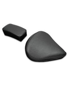 V-Twin 47-0792 Black Harley Solo Vinyl Seat and Rear Pillion Passenger Pad Set