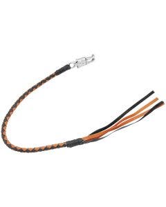 Iron Braid 36" Leather Old School Black / Orange Get Back Whip for Motorcycle