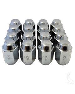 RHOX TIR-937S Chrome 16 Pack Lug Nut Set 1/2"-20 for EZGO & Club Car Golf Cart