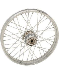 Chrome 40 Spoke Laced 21" Front Wheel Harley 07-17 FLST FXS FLS W/O ABS Softail