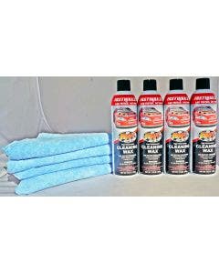 Waterless Wash Carnauba & Wax Fast Wax FW1 Spray Can Removes Cleans Tar Dirt Bugs 4 Pack Microfiber Free