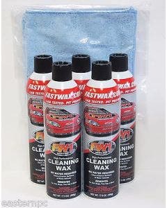 5 Cans FW1 FASTWAX Waterless Wash Carnauba Car Wax FREE SHIP + MICROFIBER TOWEL
