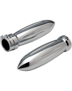 Pro-One Chrome Contour Billet Hand Grips for Harley Cable Throttle 84-17
