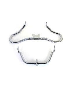 V-Twin 51-1072 Chrome Chopped Front Engine Guard Set Harley FLH/T 14-20