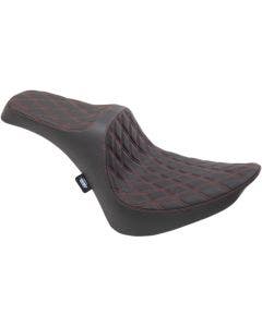 Drag Predator III Red Double Diamond 2-Up Seat for 84-99 H-D Softail FXST FLST