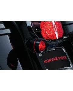 Kuryakyn 5482 Black Deep Dish Bullet Turn Signal Bezels Red Lens Harley