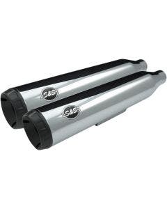 S&S Cycle 550-0719 Chrome w/Blk Tips Grand National Slip Ons Mufflers 95-17 FXD