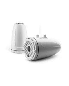 JL Audio 8.8-Inch Enclosed Tower Coaxial System Gloss White Classic Grille Black Mesh