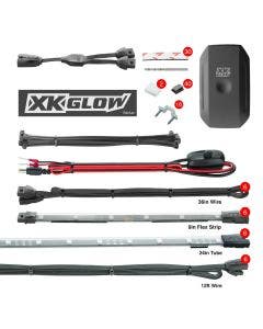 XK Glow 8pc 24" Car Underglow 6pc 9" Interior Led Accent Light Kits App Control