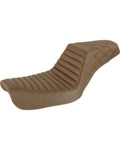 Saddlemen Brown Step Up 2-Up Seat Tuck n Roll & Lattice Stitch Harley Dyna 04-05