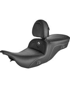 Saddlemen Carbon Fiber Heated Roadsofa Seat W/Backrest Harley 99-07 FLHT/FLTR