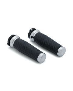 Kuryakyn 5940 Chrome Thresher Hand Grips Harley Dual Cable Throttle 84-19