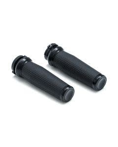 Kuryakyn 5941 Black Thresher Hand Grips Harley Dual Cable Throttle 84-19