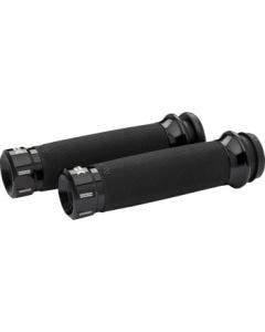 Khrome Werks Avon Contour Klassic Black Hand Grips for Harley Cable Throttle