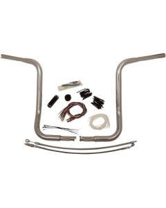 FBI Fat Baggers Chrome 16" EZ Install Rounded Handlebar Package Harley FLH 08-13