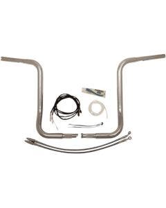 FBI Fat Baggers Chrome 16" EZ Install Rounded Handlebar Package Harley FLH 14-20