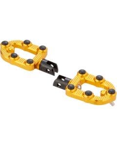 Arlen Ness 07-935 Gold Billet MX Driver Footpegs Set 18-Up Harley Softail