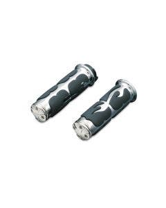 Kuryakyn Chrome ISO-Flame Grips for Harley-Davidson with Dual Cable Throttle