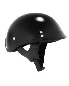 Skid Lid Traditional W/ Visor Gloss Black Motorcycle Low DOT Half Helmet