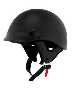 Skid Lid Traditional W/ Visor Flat Black Motorcycle Low DOT Half Helmet