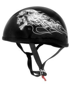 Skid Lid Original Lethal Threat Skull Gloss Black Low Profile DOT Half Helmet