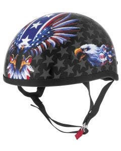 Skid Lid Lethal Threat USA America US Eagle Low Profile DOT Half Helmet Beanie