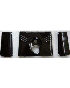 Gloss Black Slider Covers Headlight Fork Ribbed Tins Nacelle 3 Piece Harley FL Softail
