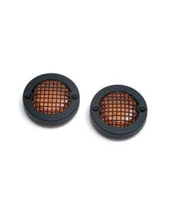 Kuryakyn Black Mesh Bullet Turn Signal Bezels Amber Lens for Harley